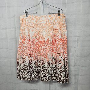 Vintage Coldwater Creek Skirt Festival Peasant Floral Boho Orange Brown PXL